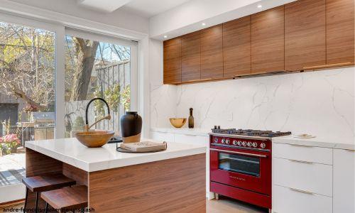 bright red stove