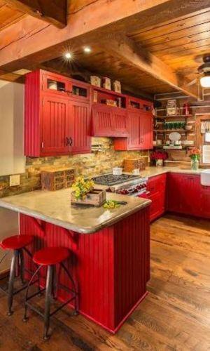 vintage style red kitchen