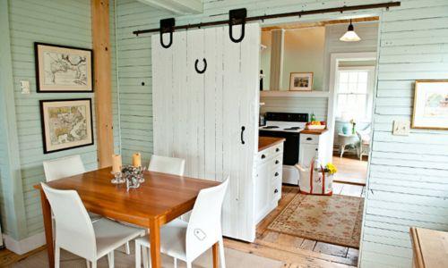 barn doors in farmhouse kitchen