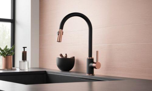 Rose Gold Faucet with Matte Black Accents