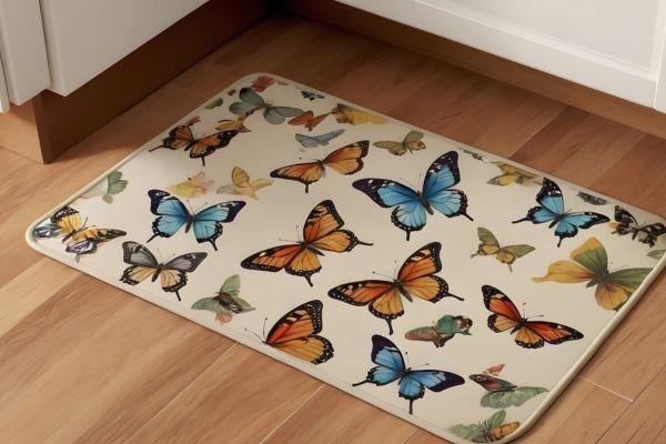 butterfly-patterned floor mat
