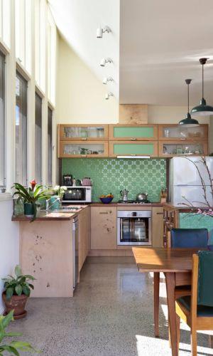green backsplash | sage green kitchen