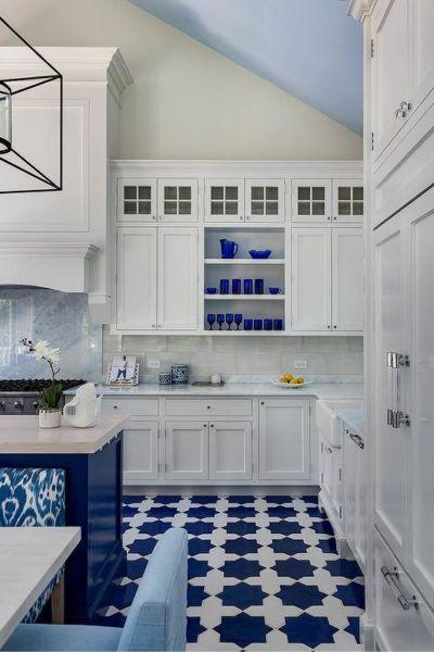Cobalt blue kitchen floor tile