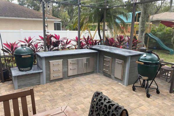 Outdoor Kitchen with BBQ Smoker