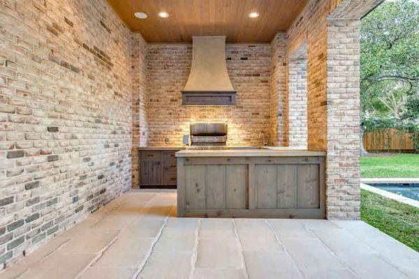 Rustic Stone and Wood Outdoor Kitchen