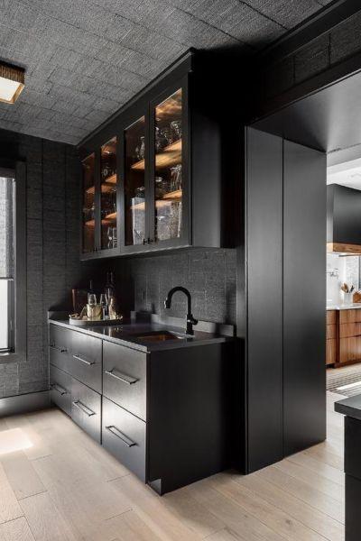 Matte black cabinets