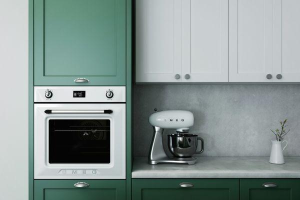 Green Cabinets with White Countertops