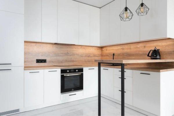 White Cabinets with Wood Accents