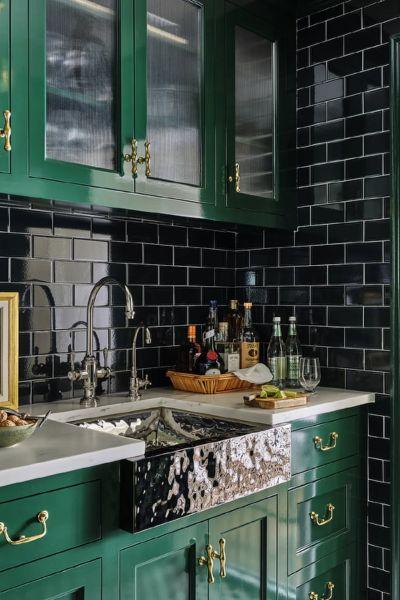 Glossy Green Cabinets