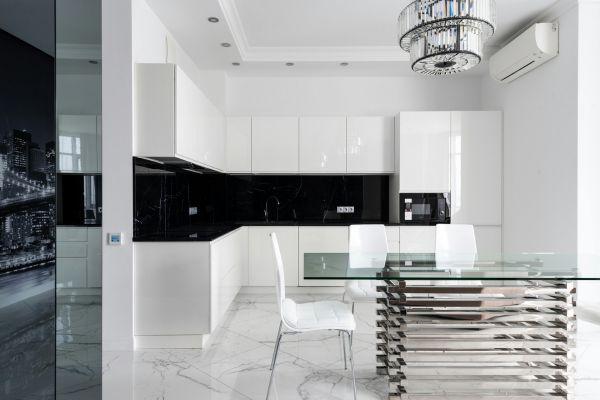 High-Gloss White Cabinets