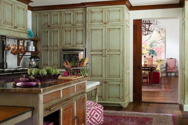 Distressed Green Cabinets