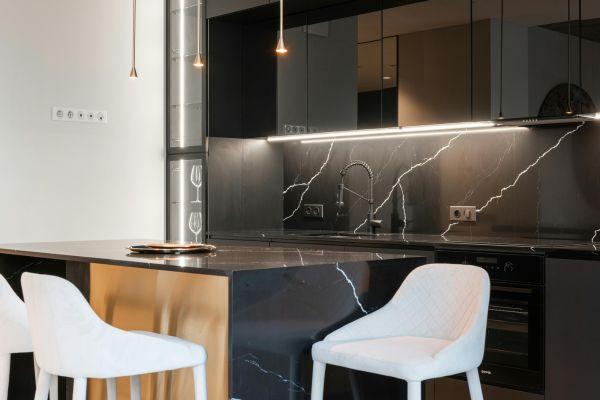 Glossy Black Cabinets