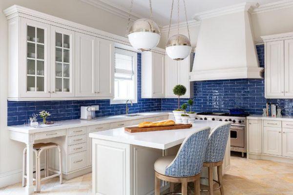 White Cabinets with Blue Accents