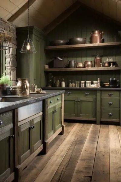 Olive Green Cabinets