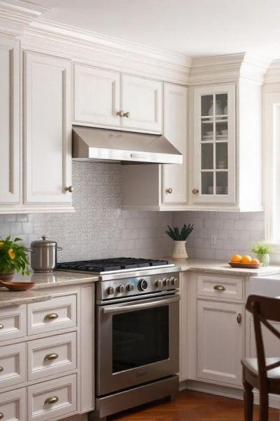 White Cabinets with Crown Molding