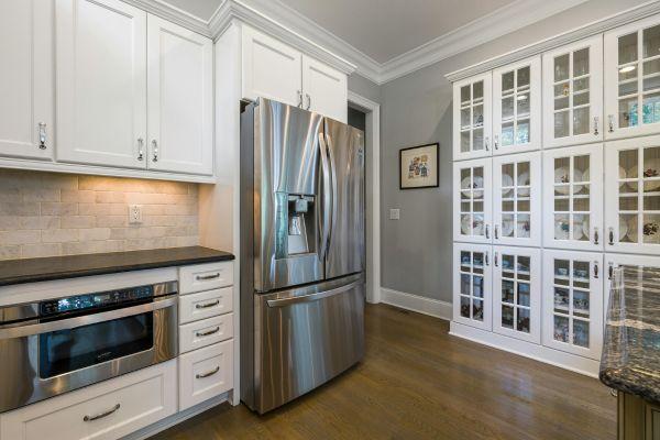 Glass-Front White Cabinets