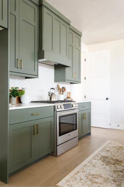 Green Shaker-Style Cabinets